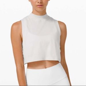 Lululemon All Yours Mock Neck Crop Tank in White- Size 6